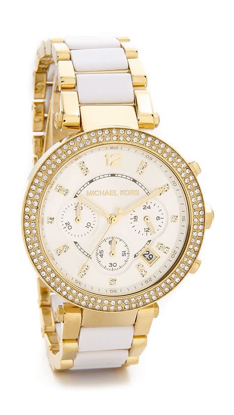 michael kors white watch gold face|michael kors watches ladies gold.